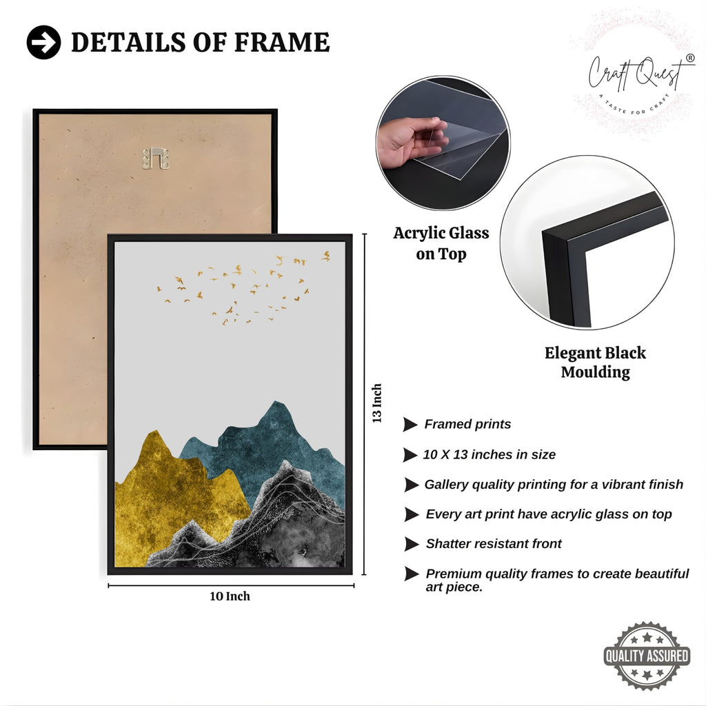 CRAFT QUEST Chinese Landscape Abstract Art Modern Art | Set of 3 Frames for Home Decoration | Ideal for Living Room, Bedroom & Offices