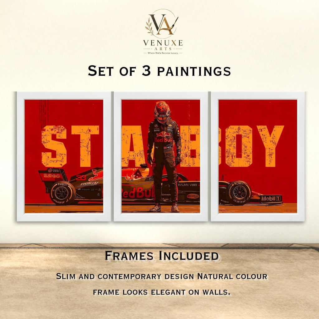 VENUXE ARTS Set Of 3 Big Sports Cars Framed Posters Gift Items for Boys Room Wall Decoration Bedroom Living Room Office Studio Décor | Car Poster Frame for Wall Décor