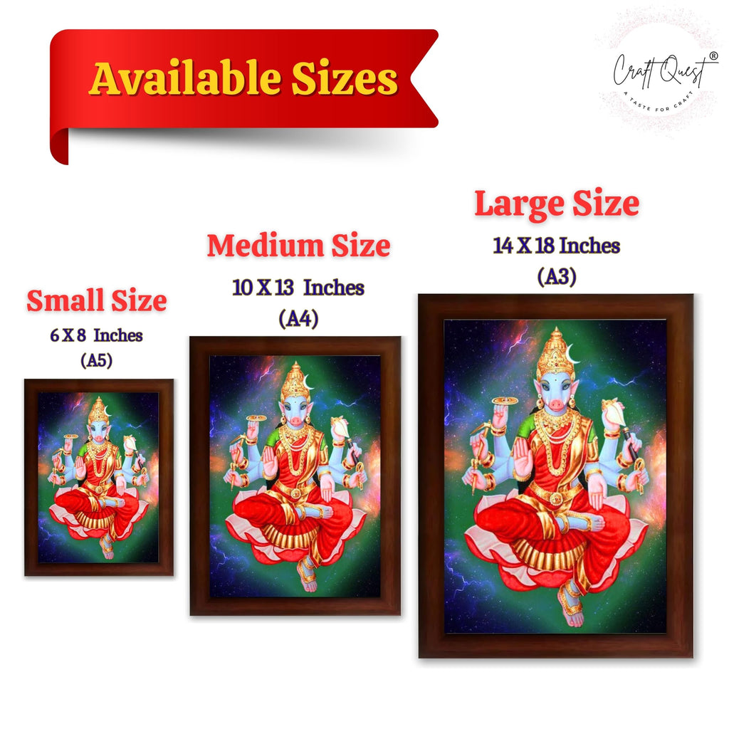 CRAFT QUEST Varahi Amman amma Photo Varahi Wall Painting Photo Frame With Acrylic Glass| South Devi Frame for Home, Office, Temple & Gifting