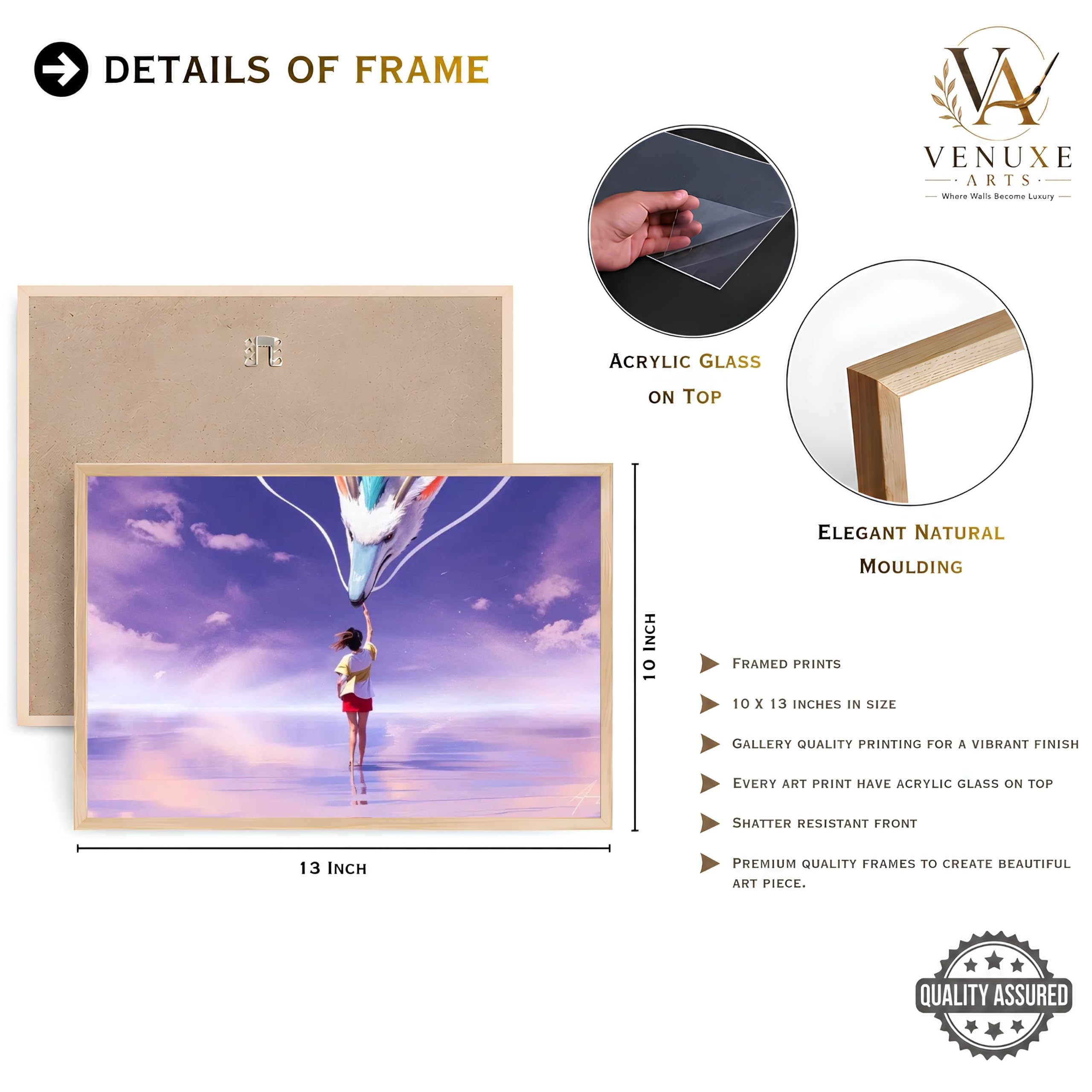 VENUXE ARTS Set Of 3 Anime Characters Wall Framed |Anime Characters Framed Poster for Living Room Bedroom Gaming Room Studio Wall Decor