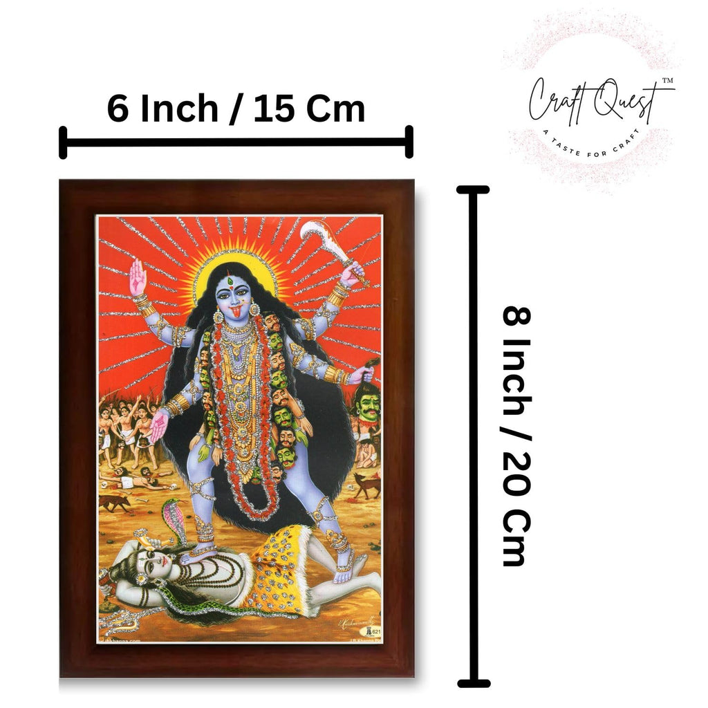 CRAFT QUEST Kali Mata photo with frame, God Religious Framed With Acrylic Glass