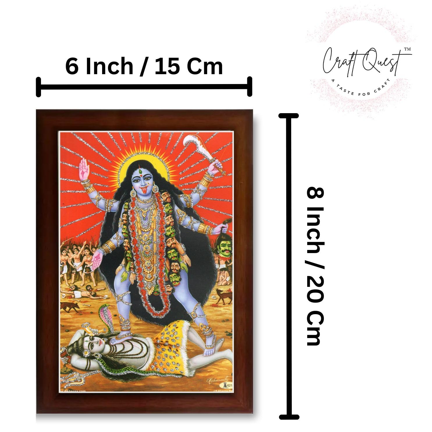 CRAFT QUEST Kali Mata photo with frame, God Religious Framed With Acrylic Glass