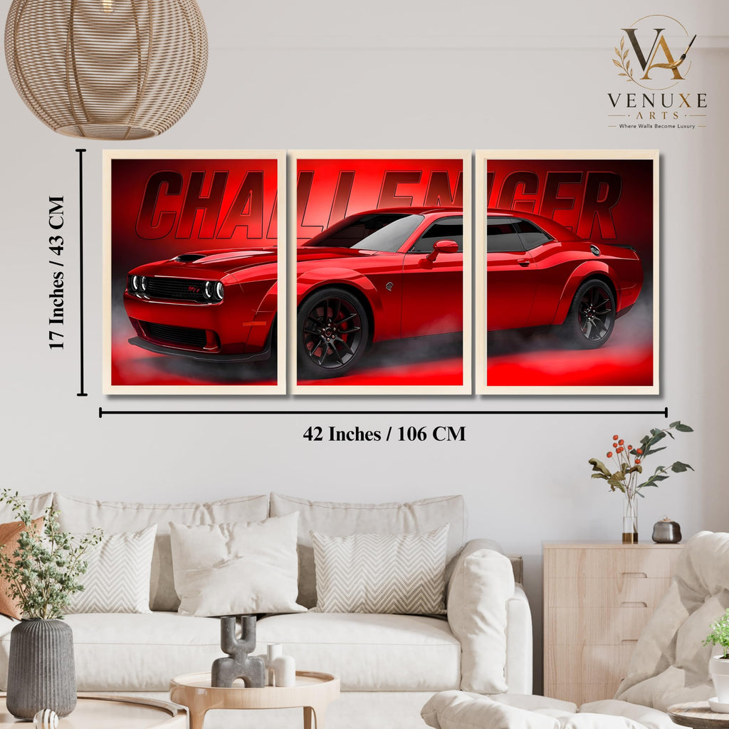 VENUXE ARTS Set Of 3 Big Sports Cars Framed Posters Gift Items for Boys Room Wall Decoration Bedroom, Living Room, Office, Studio Décor | Car Poster Frame for Wall Décor
