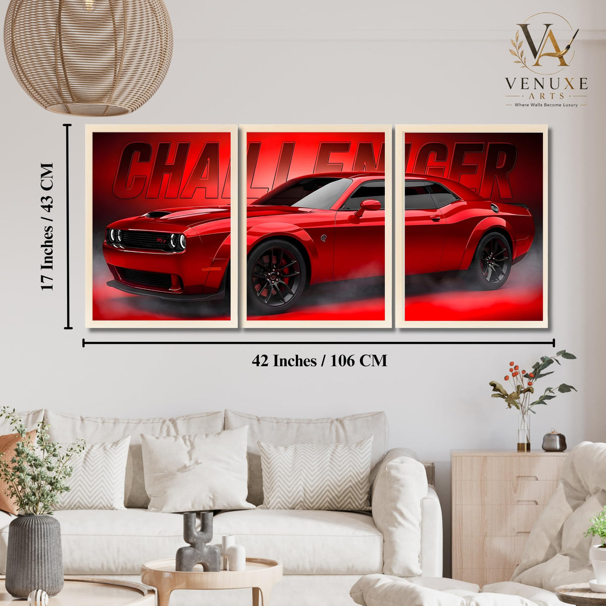 VENUXE ARTS Set Of 3 Big Sports Cars Framed Posters Gift Items for Boys Room Wall Decoration Bedroom, Living Room, Office, Studio Décor | Car Poster Frame for Wall Décor