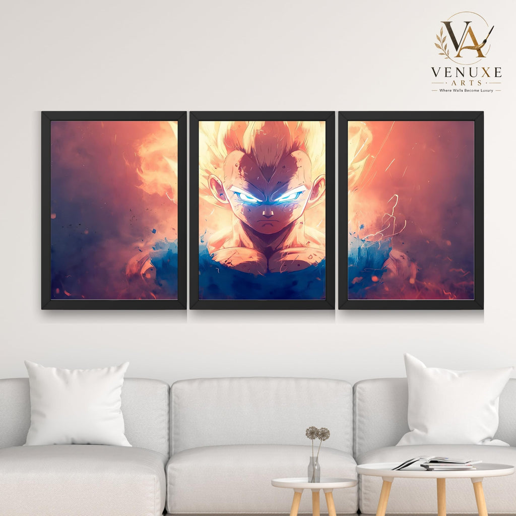 VENUXE ARTS Set Of 3 Anime Characters Wall Framed |Anime Characters Framed Poster for Living Room Bedroom Gaming Room Studio Wall Decor