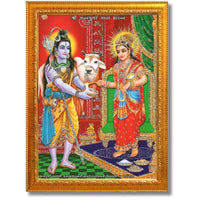 CRAFT QUEST Shiva & Maa Annapurna devi sitting on throne photo frame with Acrylic Glass for Kitchen