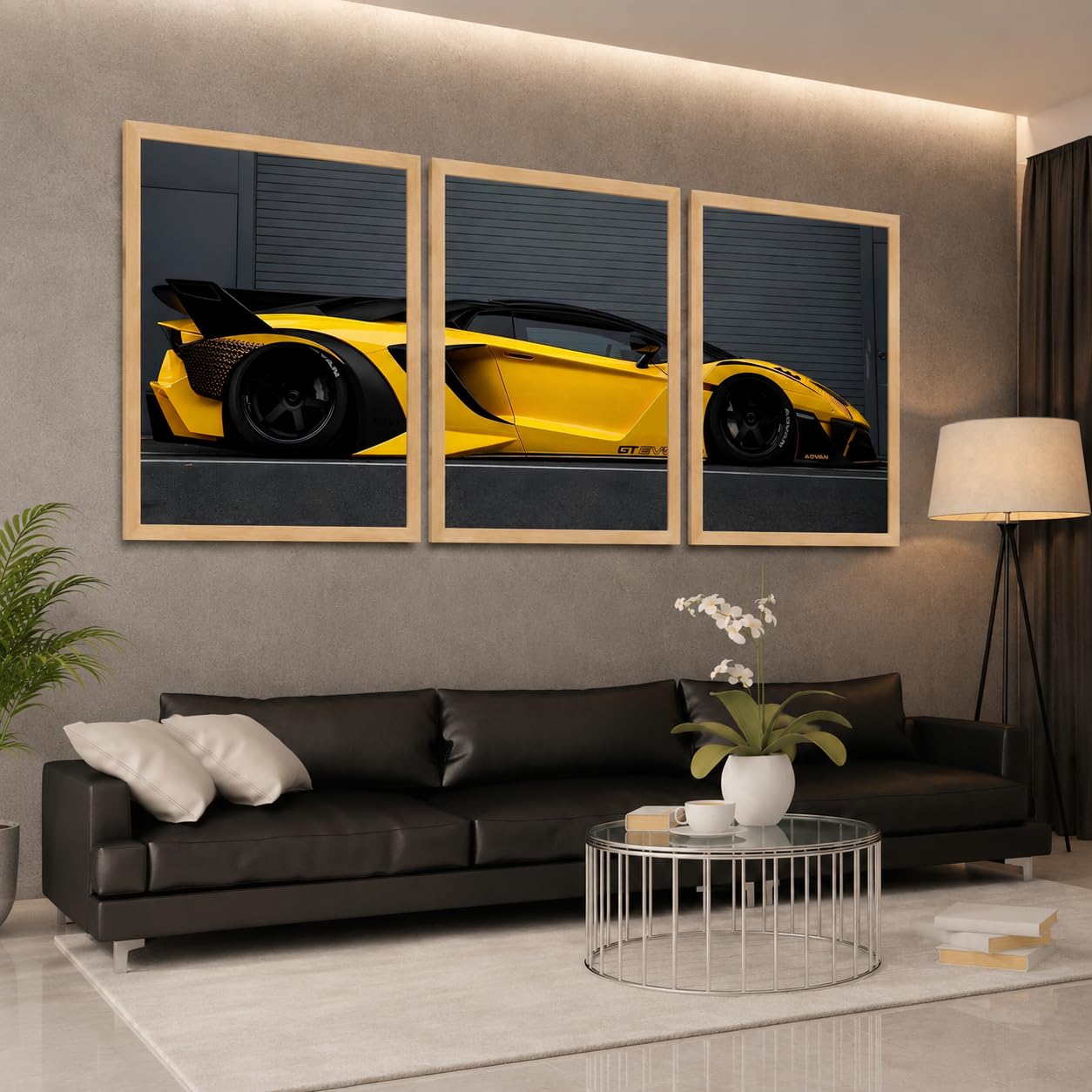 VENUXE ARTS Set Of 3 Big Sports Cars Framed Posters Gift Items for Boys Room Wall Decoration Bedroom Living Room Office Studio Décor | Car Poster Frame for Wall Décor