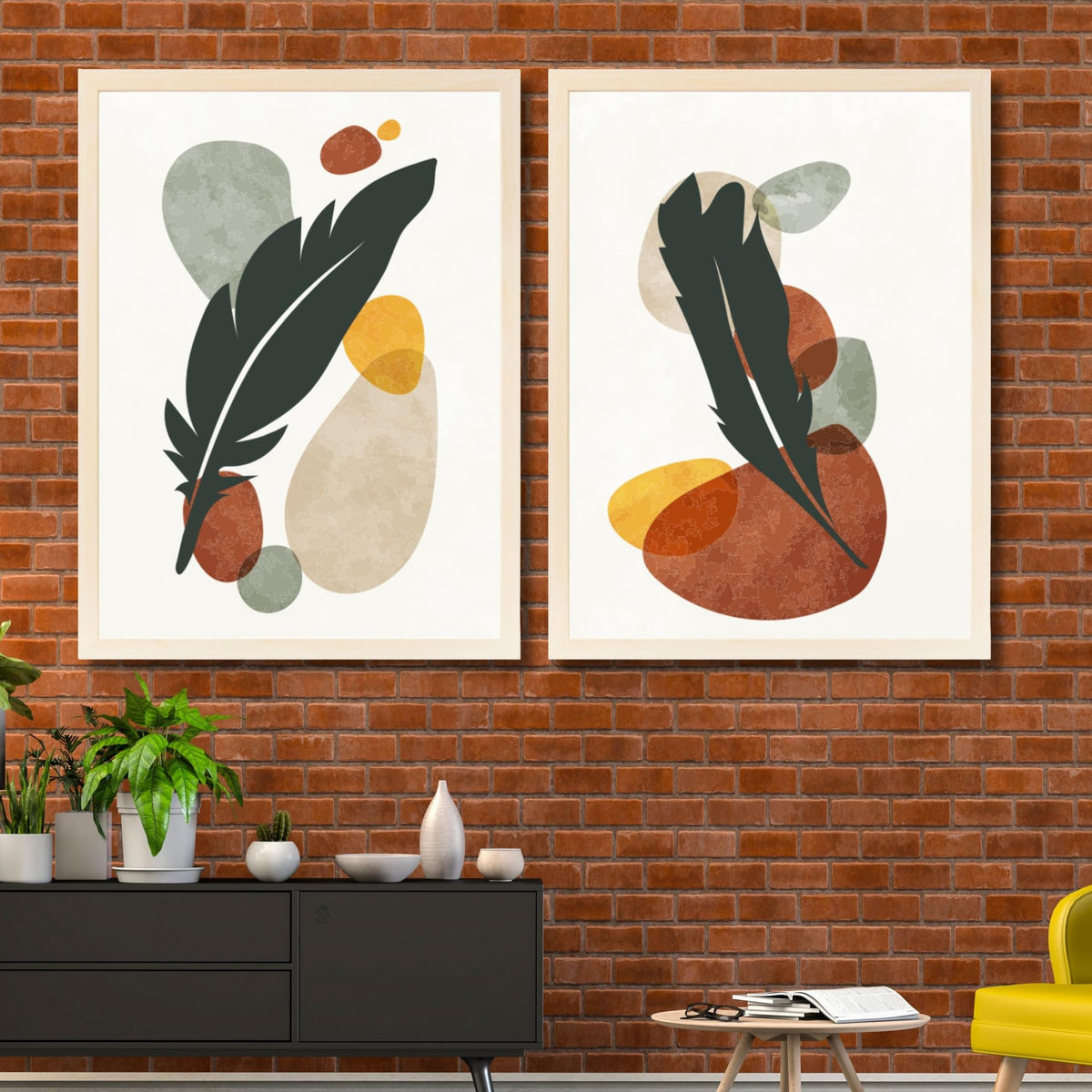 CRAFT QUEST Wall Art Decor Paintings | Set of 2 BOTONICAL Wall Art Frames for Home Decoration | Ideal for Living Room, Bedroom & Office