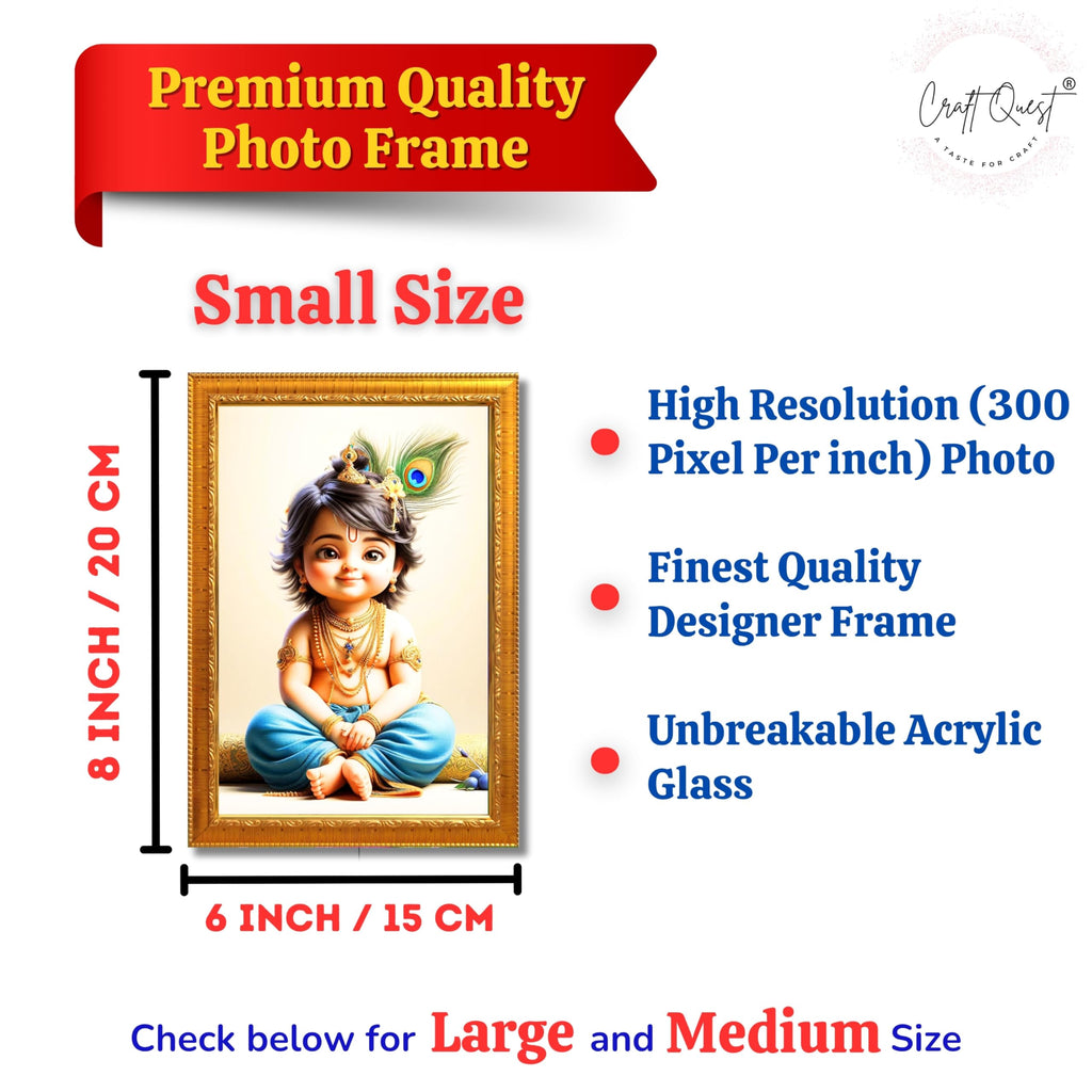 CRAFT QUEST Bal Gopal Painting | Krishna Photo Frames for Walls, Home, Bedroom, Living Room and Home Decor Item