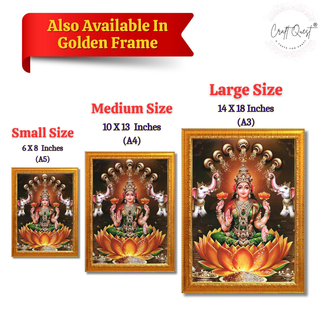 CRAFT QUEST Goddess Lakshmi Mata Wall Painting Photo Framed | Acrylic Glass, Lightweight & Waterproof | Ideal for Home, Office, Temple & Puja Room, Wall Decor
