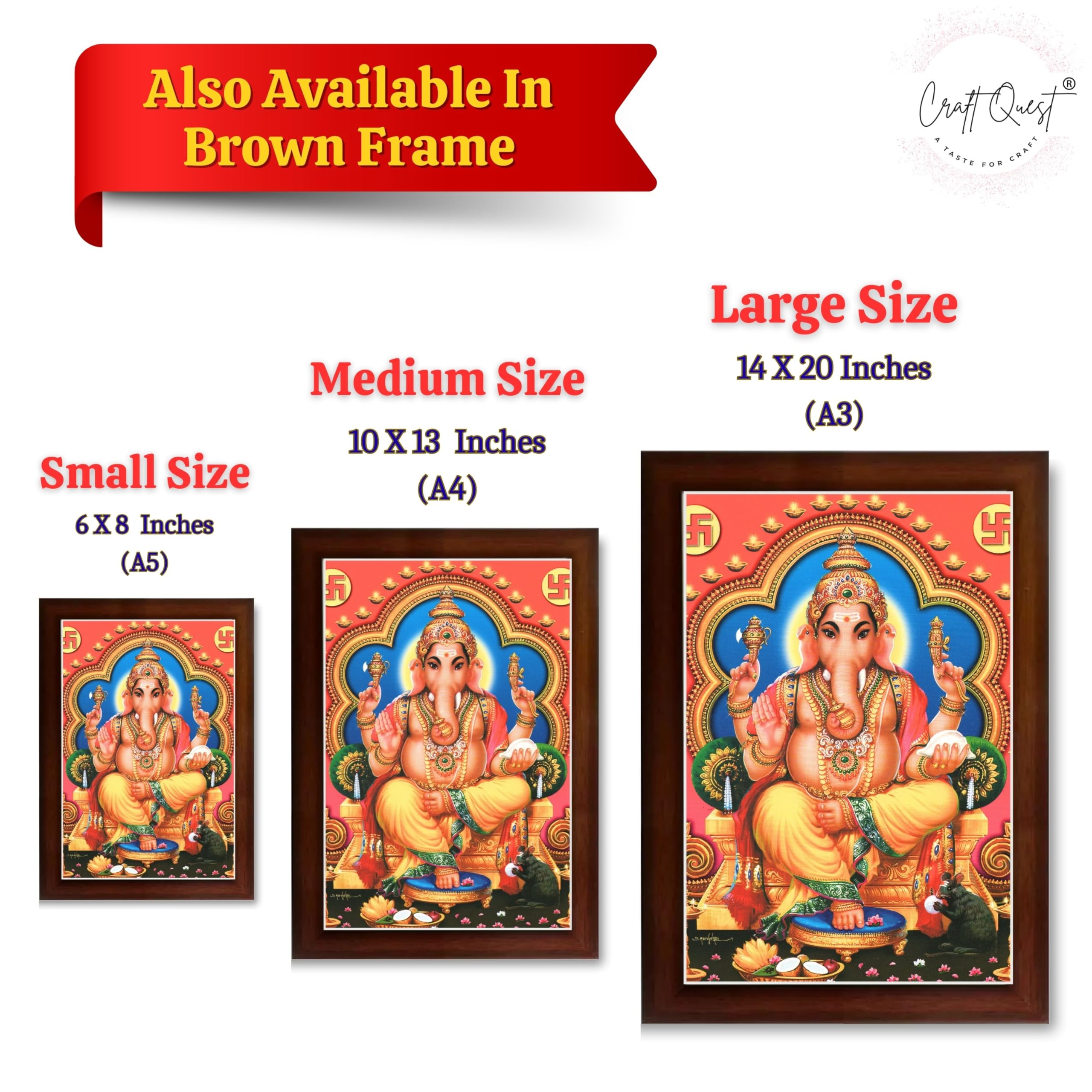 CRAFT QUEST Lord Ganpati Modern Wall Art Painting With Frame, Home and Office Decor