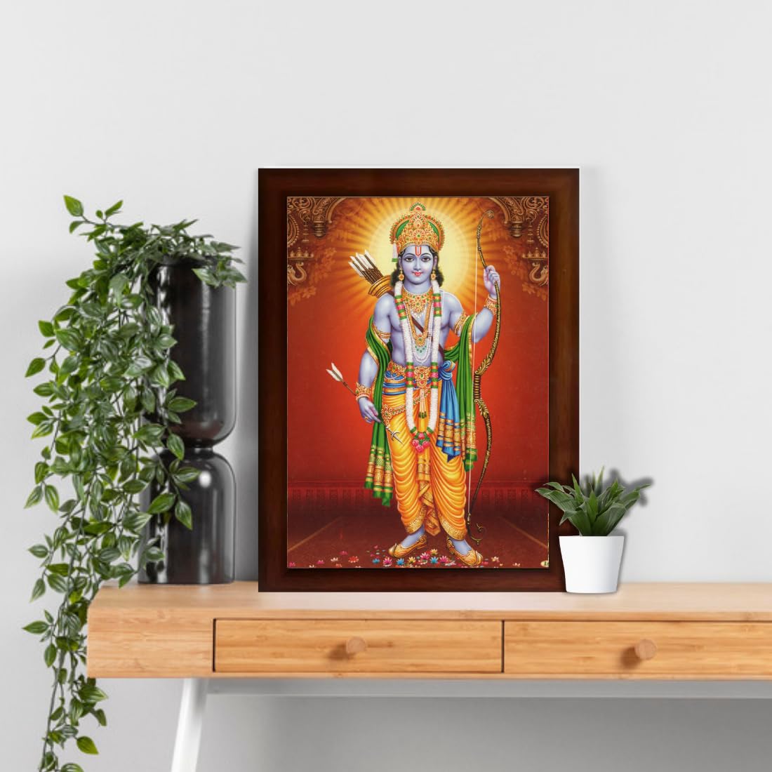 Craft Quest Shree Ram Jii Sparkle Coated Framed, Home Decorative Gift Item Painting (14 X 10 Inches, Multicolour, Religious) RD1013-516