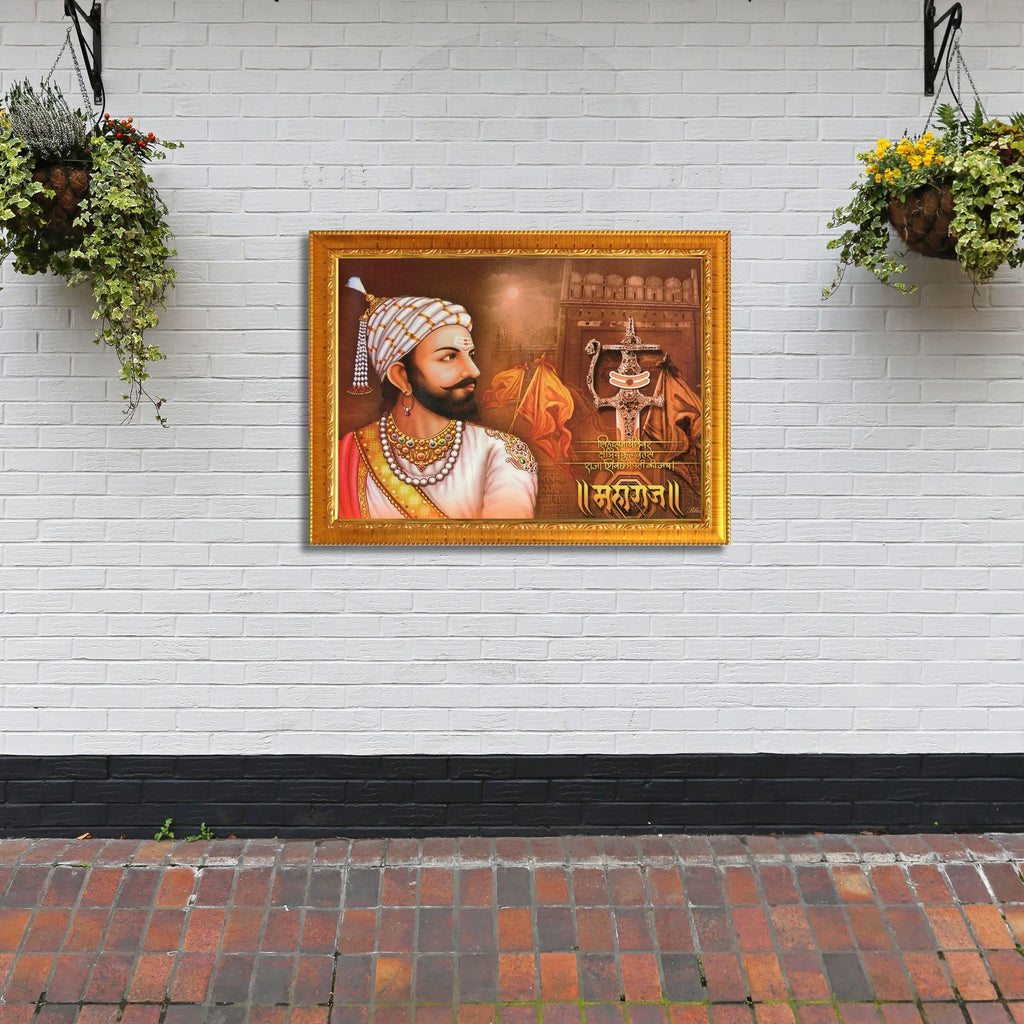 CRAFT QUEST Chhatrapati Shivaji Maharaj photo frame Home Decorative items with synthetic frame