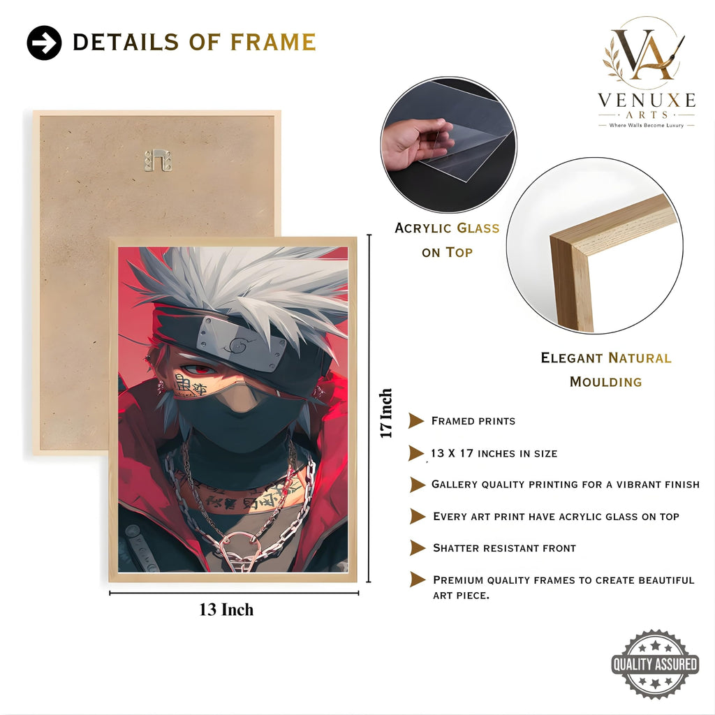 VENUXE ARTS Set Of 3 Anime Characters Wall Framed |Anime Characters Framed Poster for Living Room Bedroom Gaming Room Studio Wall Decor