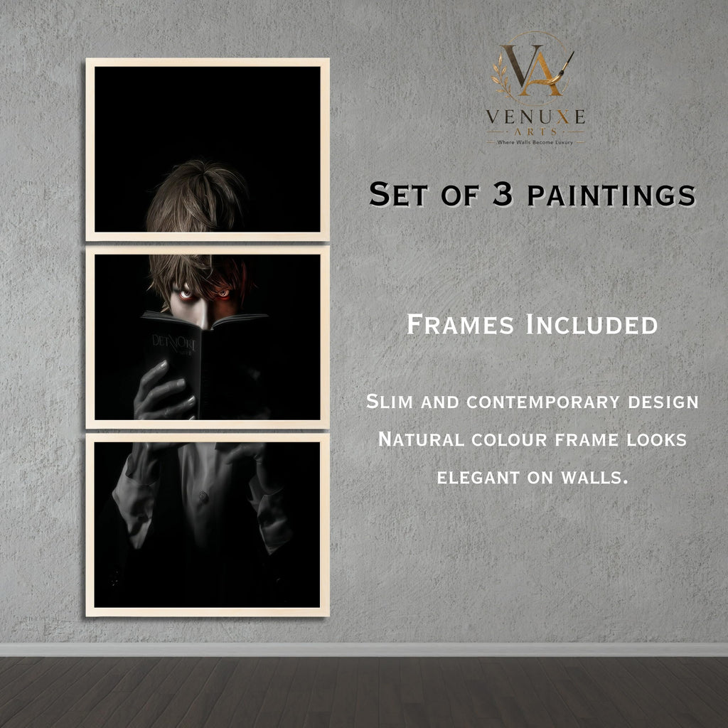 VENUXE ARTS Set Of 3 Anime Characters Wall Framed |Anime Characters Framed Poster for Living Room Bedroom Gaming Room Studio Wall Decor