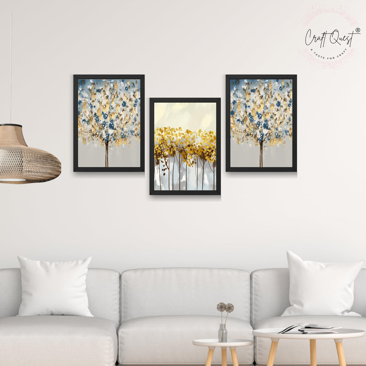 CRAFT QUEST Modern Art 3 SET Paintings Wall Art | Set of 3 Frames for Home Decoration | Ideal for Living Room, Bedroom & Offices
