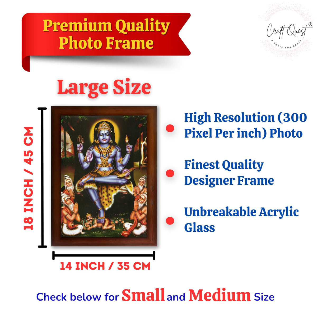 CRAFT QUEST Lord Dakshinamurthy Yoga Dakshinamoorthy Wall Photo Framed Home Decor | Religious South God Picture Frame for Home, Office, Temple & Gifting