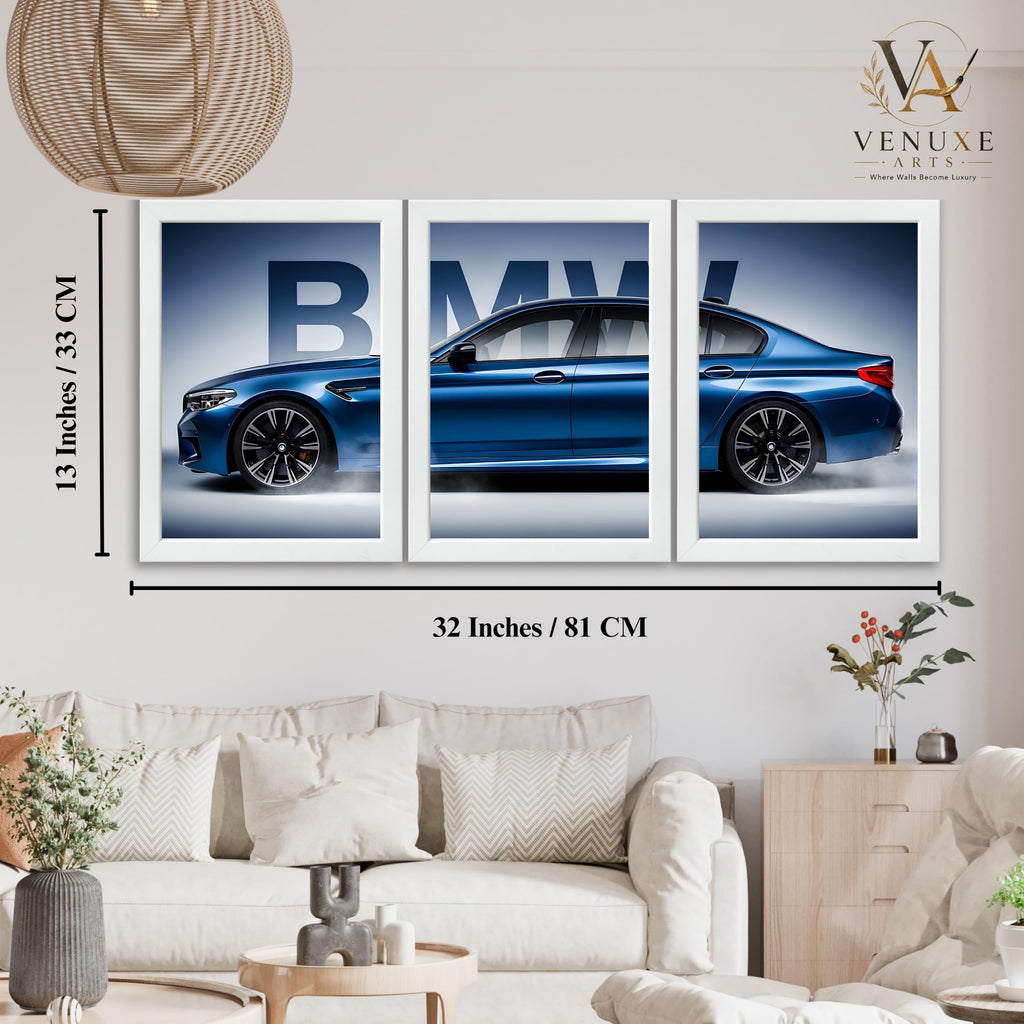 VENUXE ARTS Set Of 3 Big Sports Cars Framed Posters Gift Items for Boys Room Wall Decoration Bedroom, Living Room, Office, Studio Décor | Car Poster Frame for Wall Décor