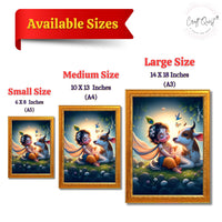 CRAFT QUEST Cute Bal Gopal HD Print | Premium Transparent Frame for Home Temple, Office Desk, Car Dashboard