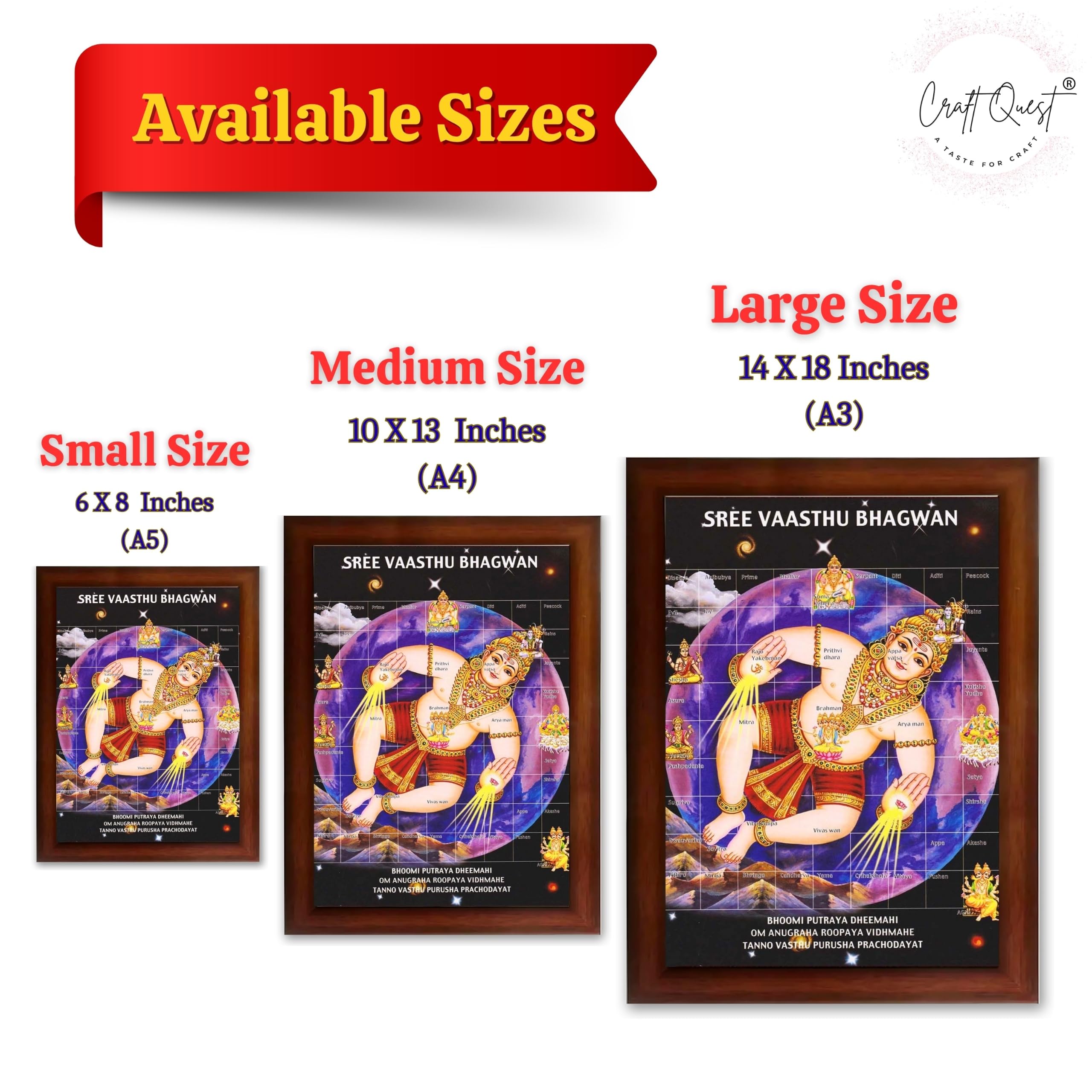 CRAFT QUEST Bhagwan Vastu Purush Bhagavan Vasthu Purusha Wall Painting Photo Framed Home Décor Best Gifting Item