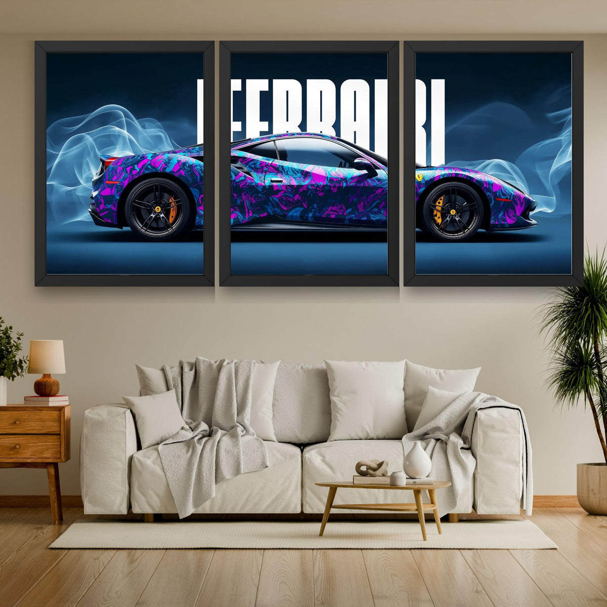VENUXE ARTS Set Of 3 Big Sports Cars Framed Posters Gift Items for Boys Room Wall Decoration Bedroom Living Room Office Studio Décor | Car Poster Frame for Wall Décor