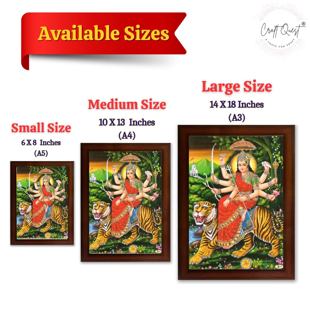 CRAFT QUEST Durga Mata Goddess Navdurga Wall Painting Framed Home and Pooja Décor