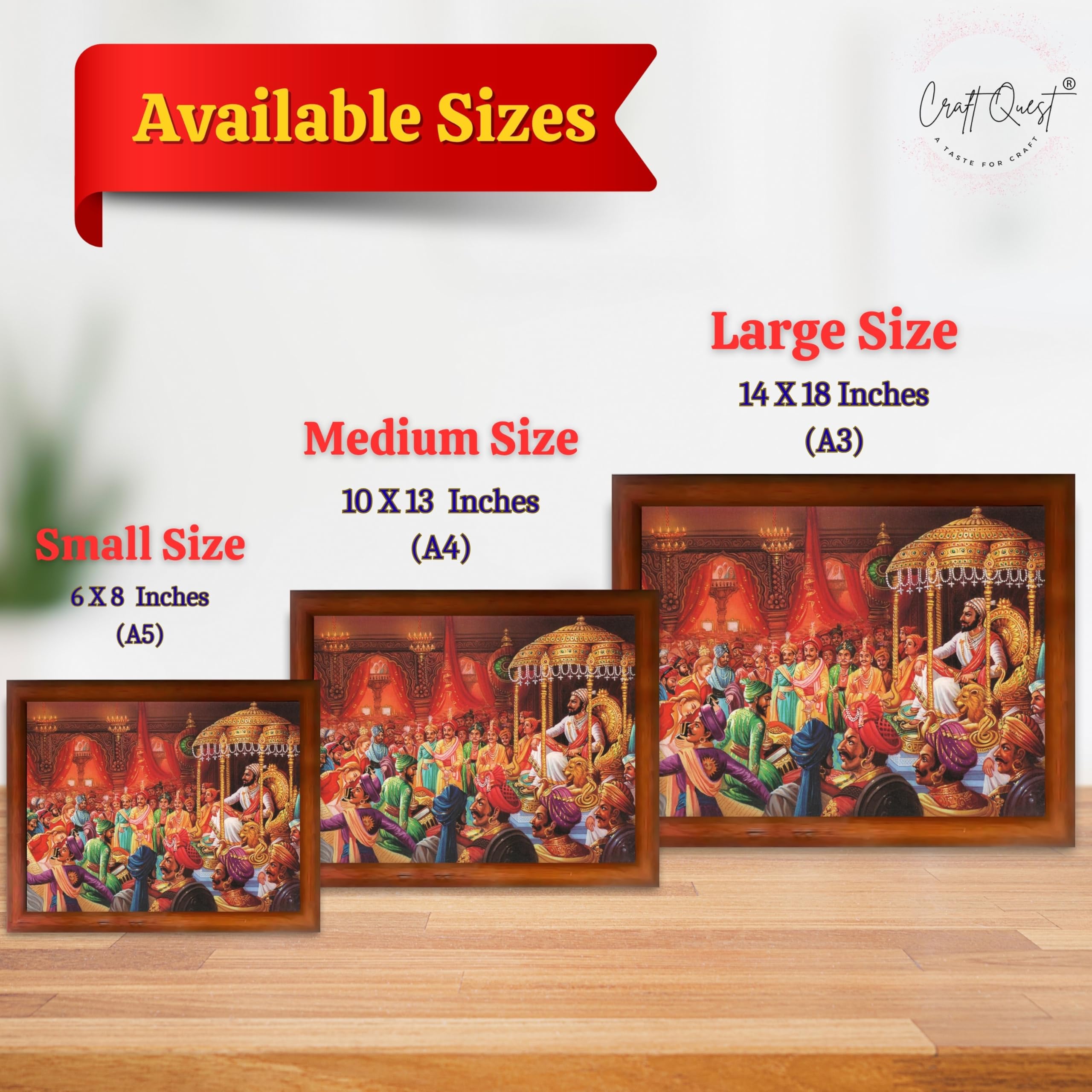 CRAFT QUEST Chattrapati Shivaji Maharaj Wall Photo Frame | For Living, Pooja Room | Home Decoration Item | Best Gifting Option