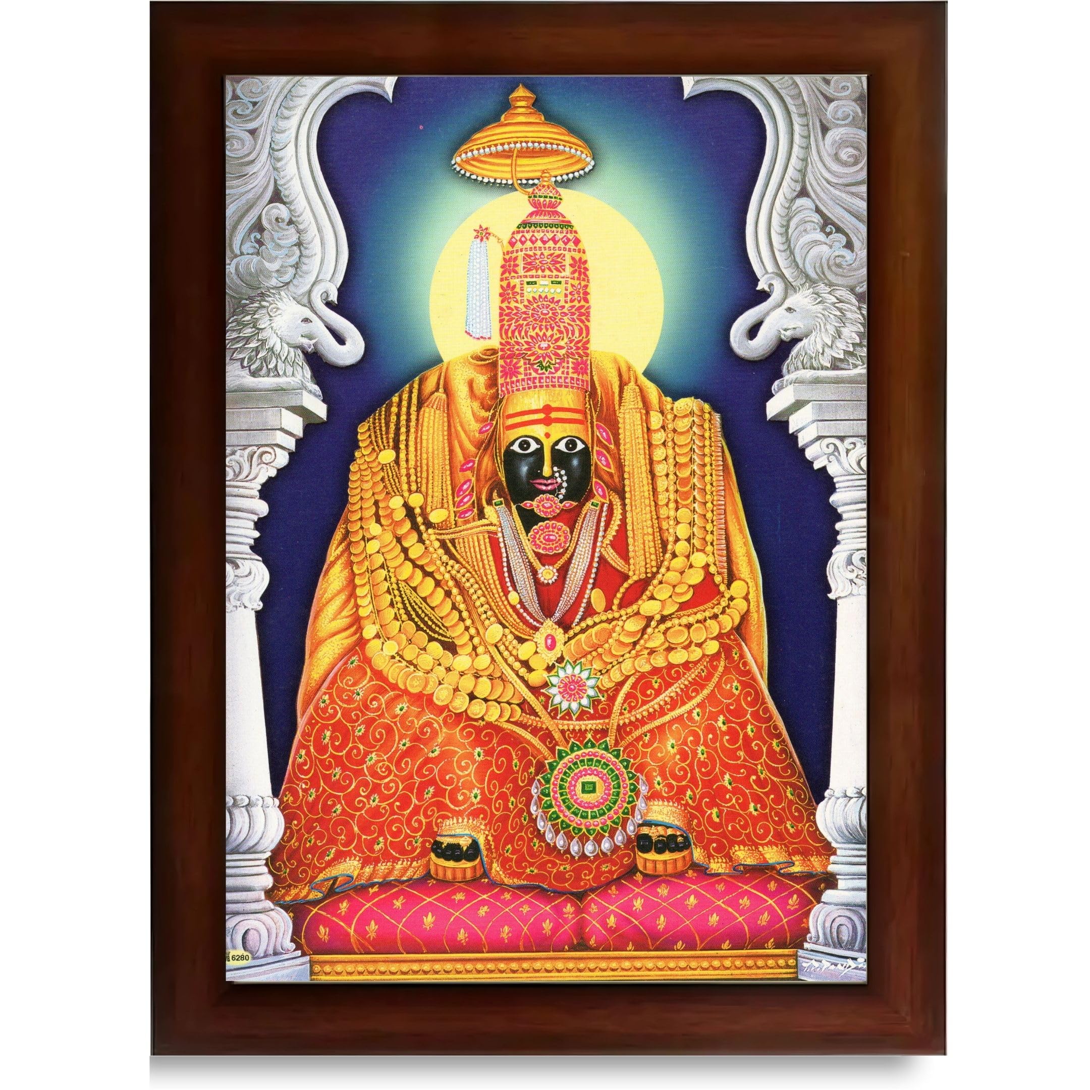 CRAFT QUESTTulja mata photo with frame, Tuljabhawani photo, Tuljapur, Religious Framed Painting