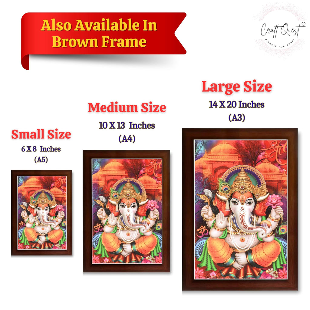 CRAFT QUEST Lord Ganesha Ganesh Ganpati Ganapathi Hanging Wall Painting Framed Home Decor