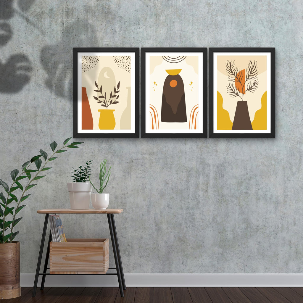 CRAFT QUEST 3 Piece Set Wall Art Poster Frame Painting for Wall Decoration MDF Frame, Wall Art for living room,Home, Office Restrorent