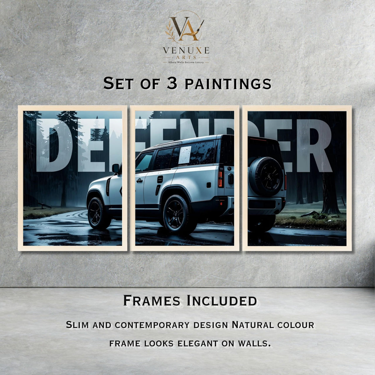VENUXE ARTS Set Of 3 Big Sports Cars Framed Posters Gift Items for Boys Room Wall Decoration Bedroom Living Room Office Studio Décor | Car Poster Frame for Wall Décor