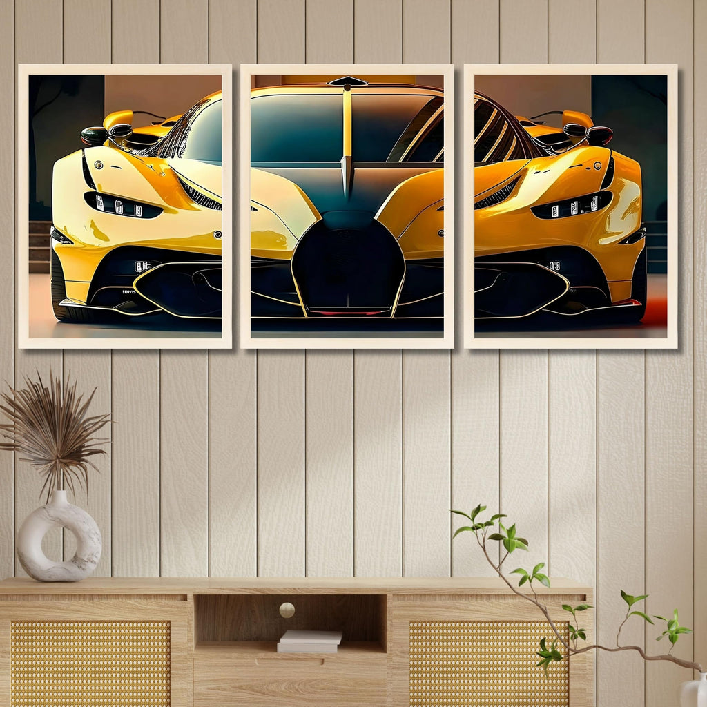 VENUXE ARTS Set Of 3 Big Sports Cars Framed Posters Gift Items for Boys Room Wall Decoration Bedroom Living Room Office Studio Décor | Car Poster Frame for Wall Décor