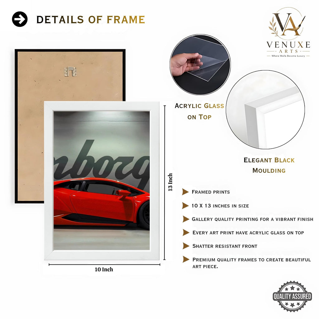 VENUXE ARTS Set Of 3 Big Sports Cars Framed Posters Gift Items for Boys Room Wall Decoration Bedroom Living Room Office Studio Décor | Car Poster Frame for Wall Décor