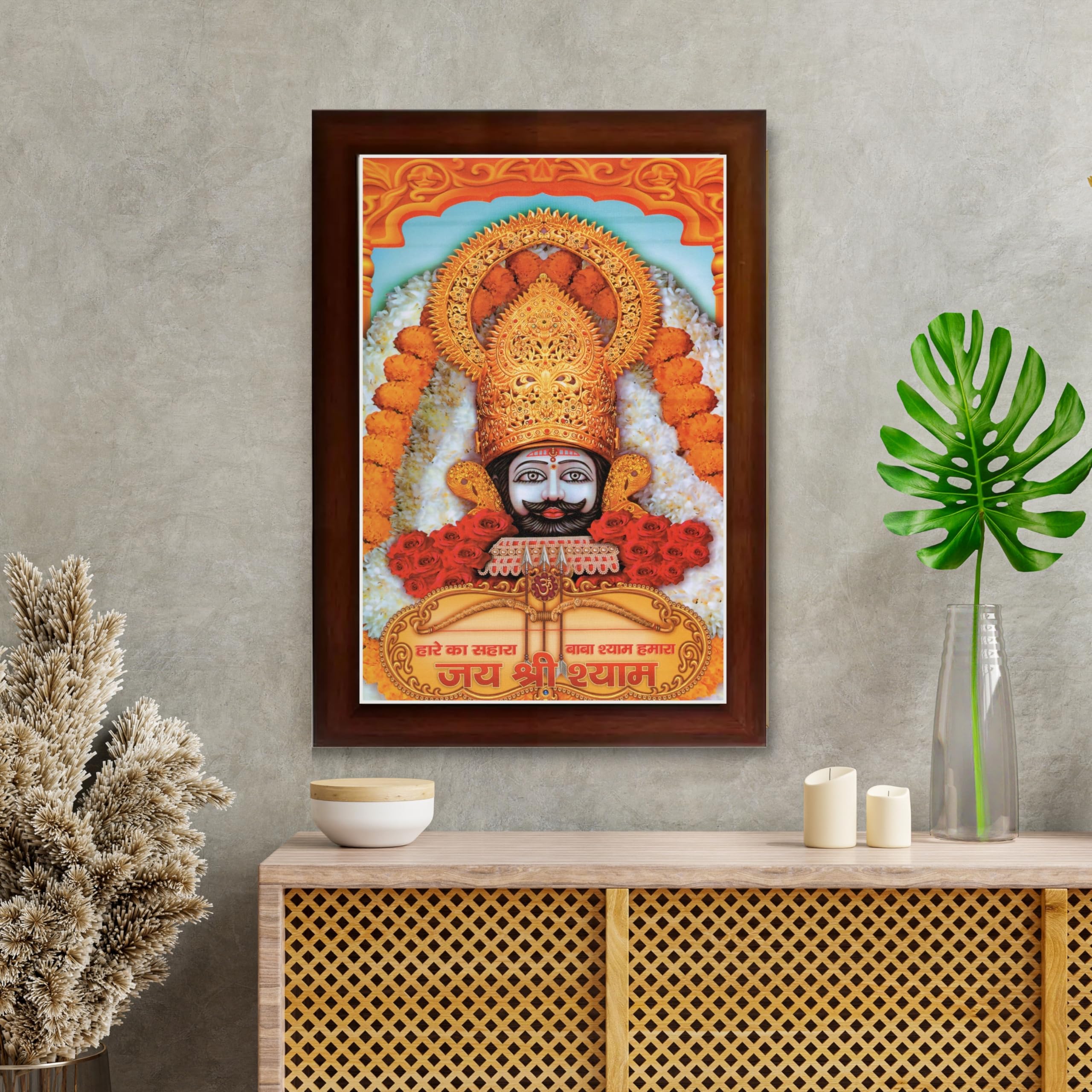 CRAFT QUEST Khatu Shyam Ji | Shyam Baba | Hare Ka Sahara Baba Shyam Hamara Photo Frame Wall Painting For Home Decoration And Gifting