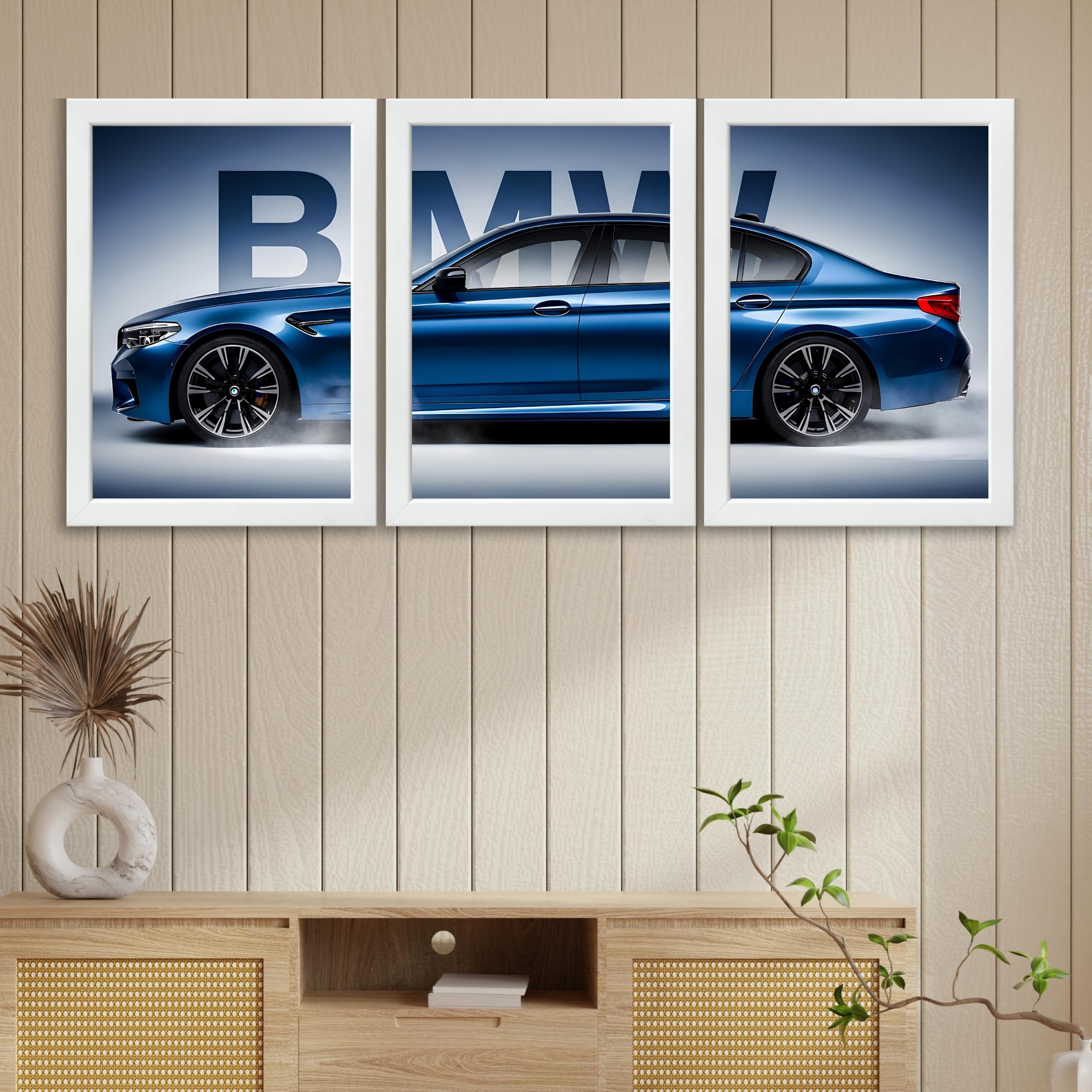 VENUXE ARTS Set Of 3 Big Sports Cars Framed Posters Gift Items for Boys Room Wall Decoration Bedroom, Living Room, Office, Studio Décor | Car Poster Frame for Wall Décor