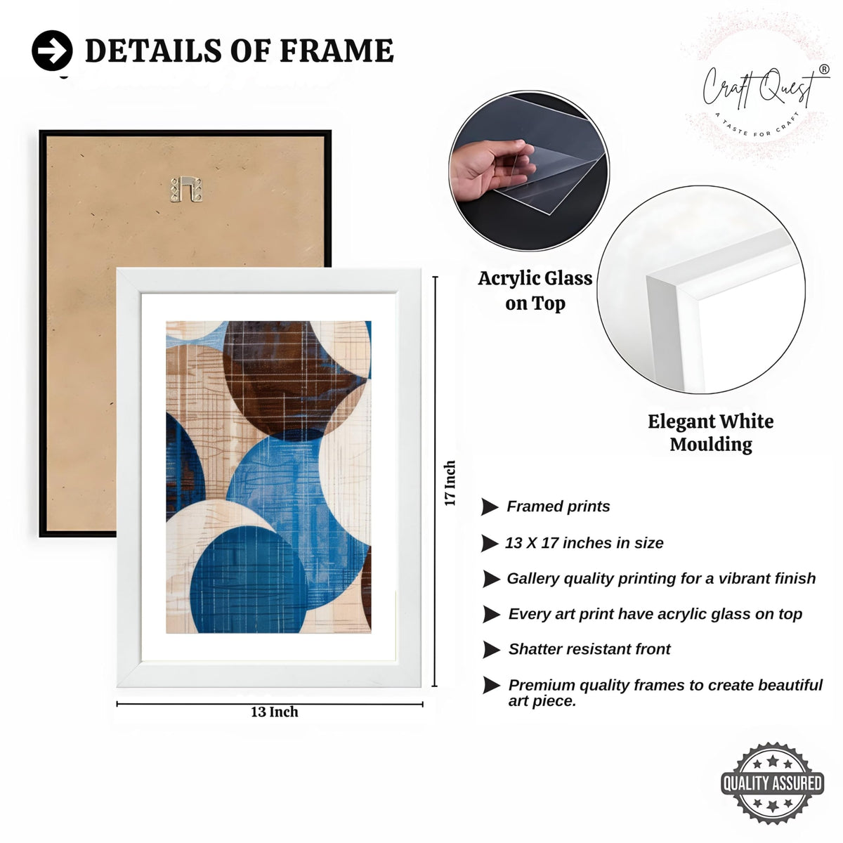 CRAFT QUEST Wall Art Decor Paintings | Set of 3 Abstract Wall Art Frames for Home Decoration | Ideal for Living Room, Bedroom & Office