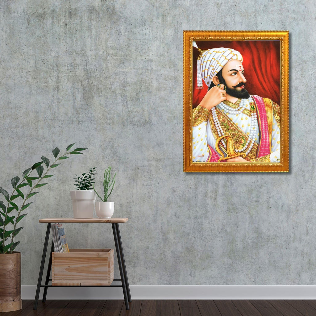 CRAFT QUEST Chhatrapati Shivaji Maharaj photo frame Home Decorative items with synthetic frame (Style 2)