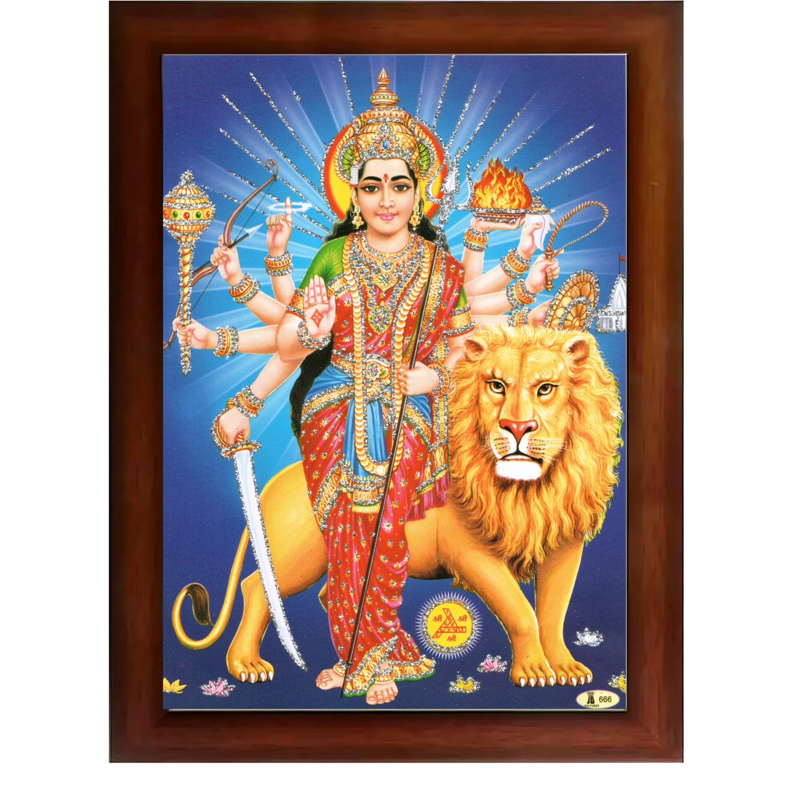 CRAFT QUEST Durga Maa MataJi Goddess Navdurga Wall Painting Framed Home and Pooja Décor