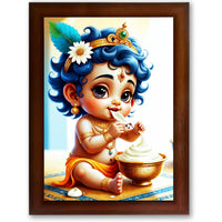 CRAFT QUEST Bal Gopal Painting Kanha Ji Poster | Walls Home Bedroom Living Room Decoration Gift.
