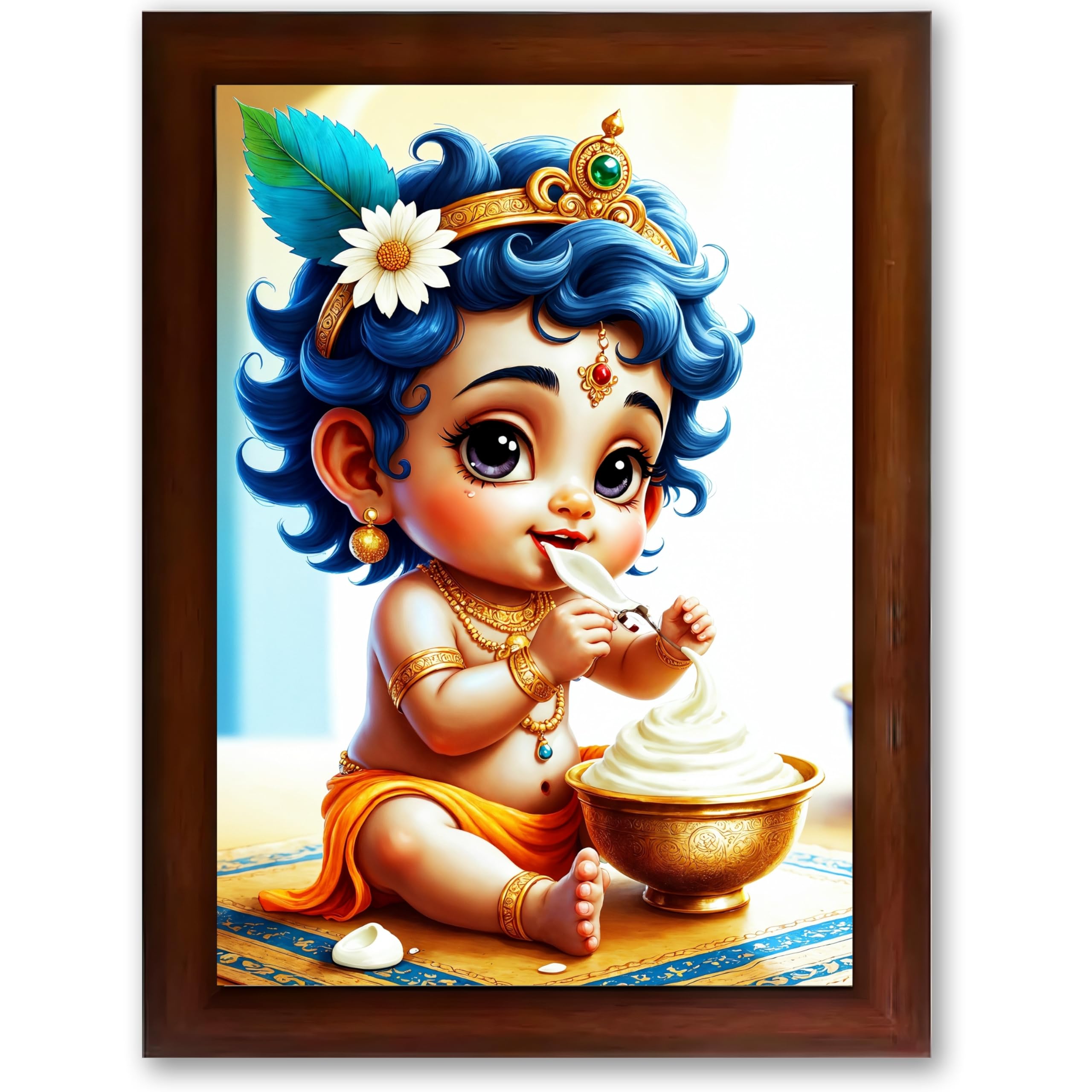 CRAFT QUEST Bal Gopal Painting Kanha Ji Poster | Walls Home Bedroom Living Room Decoration Gift.
