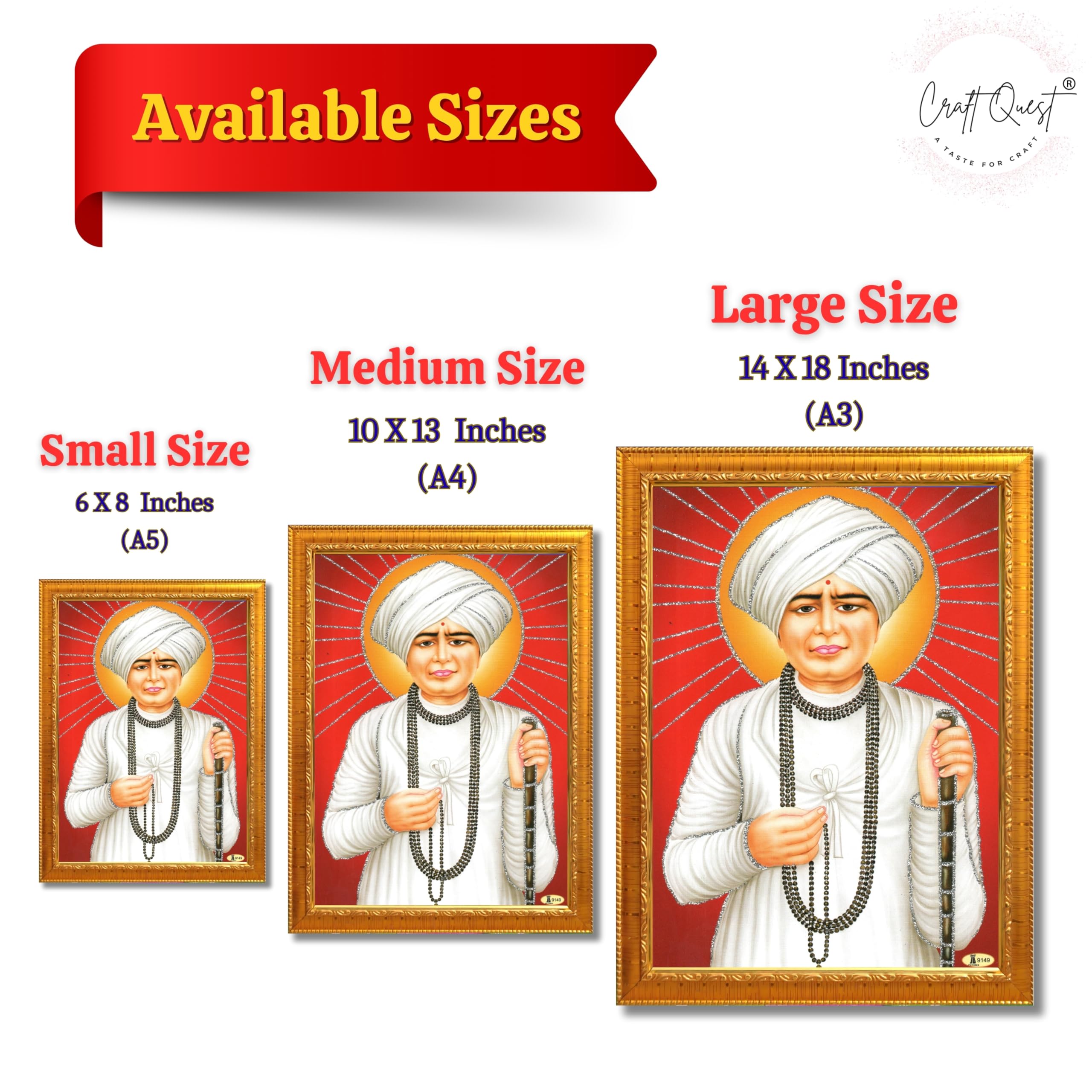 CRAFT QUEST Shri Jalaram Bapa Ji Guru Wall Painting Framed Home Décor wooden framed