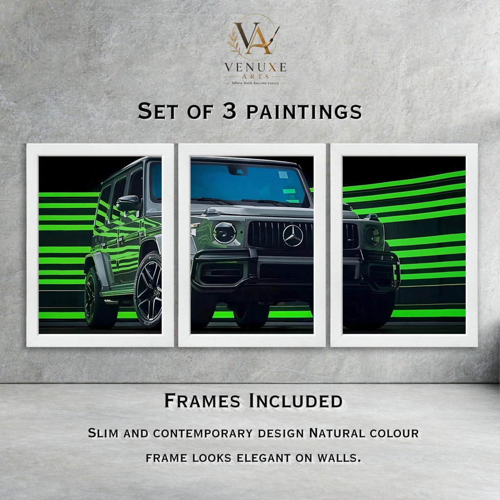 VENUXE ARTS Set Of 3 Big Sports Cars Framed Posters Gift Items for Boys Room Wall Decoration Bedroom Living Room Office Studio Décor | Car Poster Frame for Wall Décor