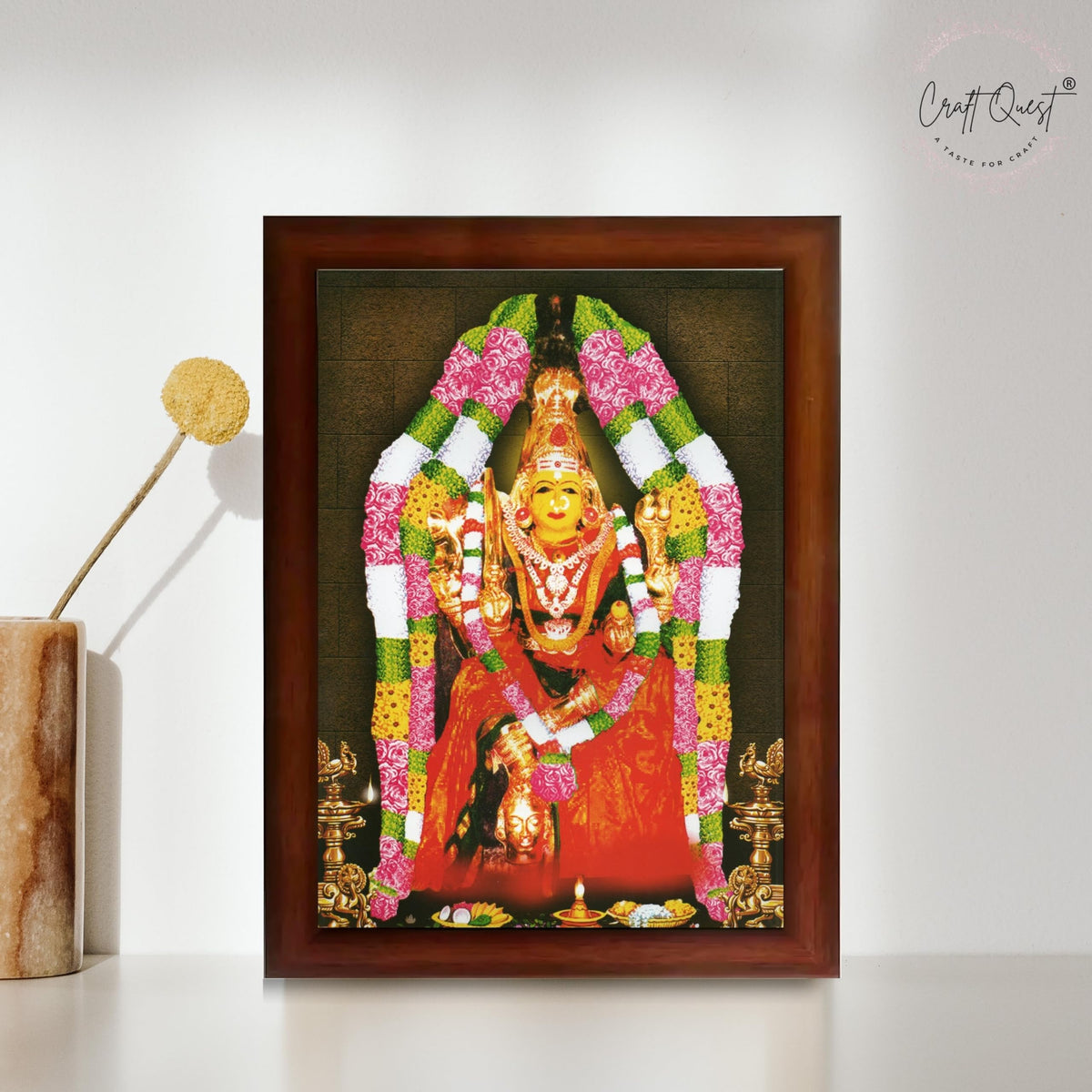 CRAFT QUEST Angala Parameswari Amman Angalamman Photo Frame For Walls, Room, Pooja,Home,Temple Décor Framed