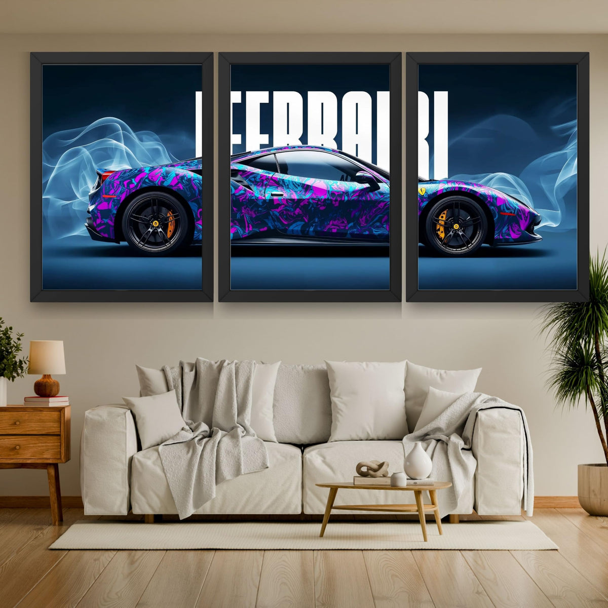 VENUXE ARTS Set Of 3 Big Sports Cars Framed Posters Gift Items for Boys Room Wall Decoration Bedroom Living Room Office Studio Décor | Car Poster Frame for Wall Décor