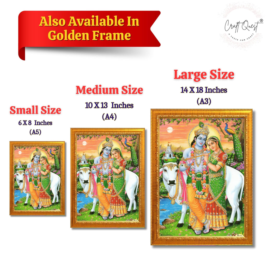 CRAFT QUEST Radha Krishna Photo Frame Radhe Radhakrishna Wall Painting Framed Home Décor