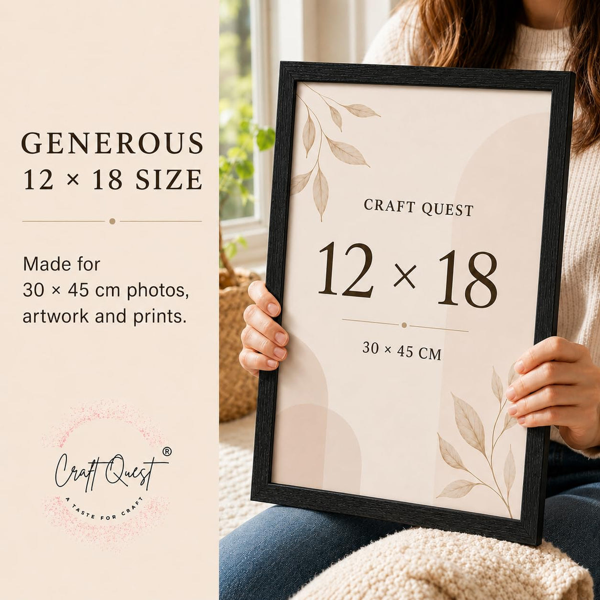 CRAFT QUEST 4X6 Inch Size synthetic Wall Mount Photo frames Single For Home Decoration, Living Room, Office Decoration (Natural, Set of 1)