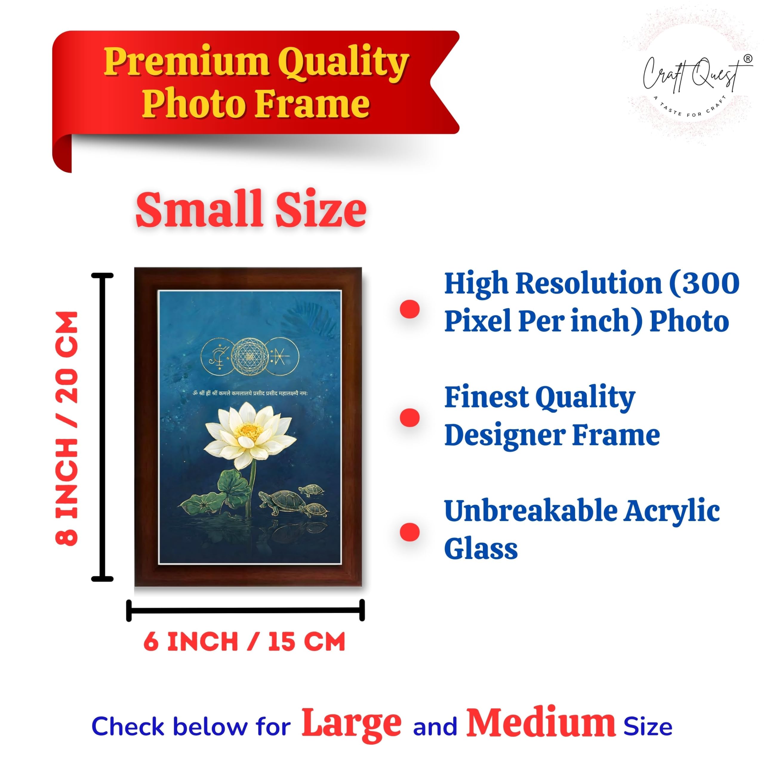 CRAFT QUEST Shree Yantra Wealth Attraction Wall Art with Lakshmi Lotus & Tortoise – Vastu Energy Poster for Prosperity, Money Flow & Stability