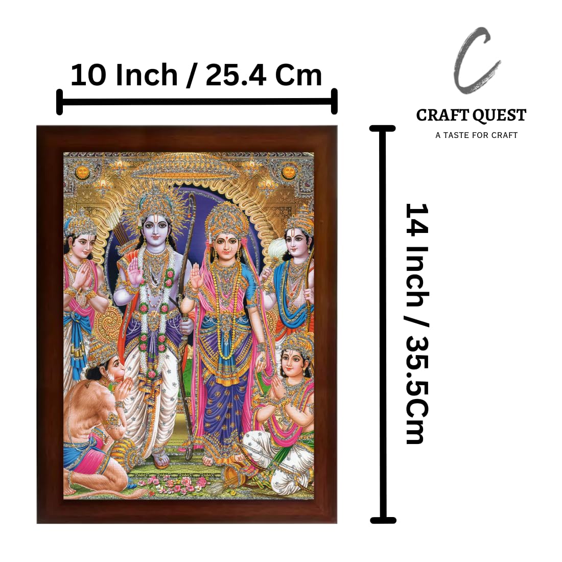 Craft Quest Shree Ram Darbar Sparkle Coated Framed Home Decorative Gift Item Painting (14 X 10 Inches, Multicolour, Religious)