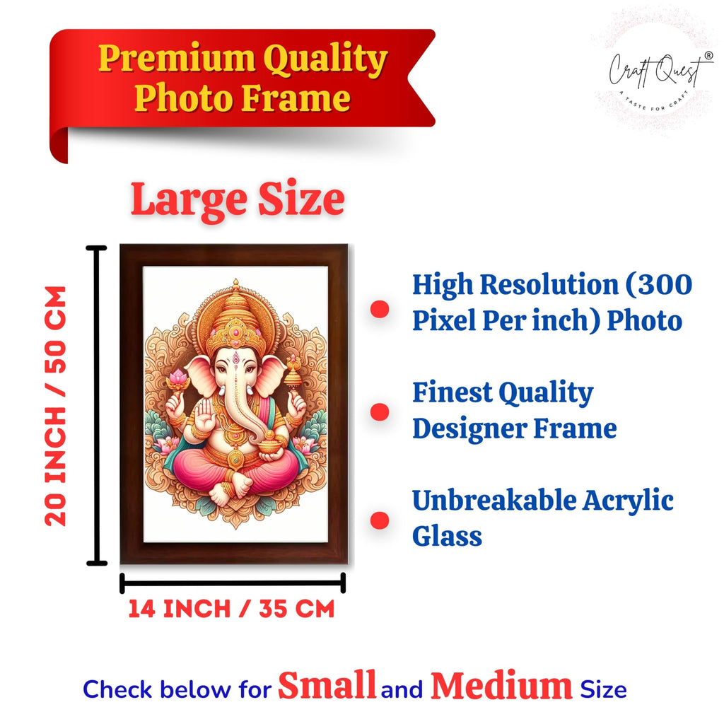 CRAFT QUEST Lord Ganesha Ganesh Ganpati Ganapathi Hanging Wall Painting Framed Home Décor