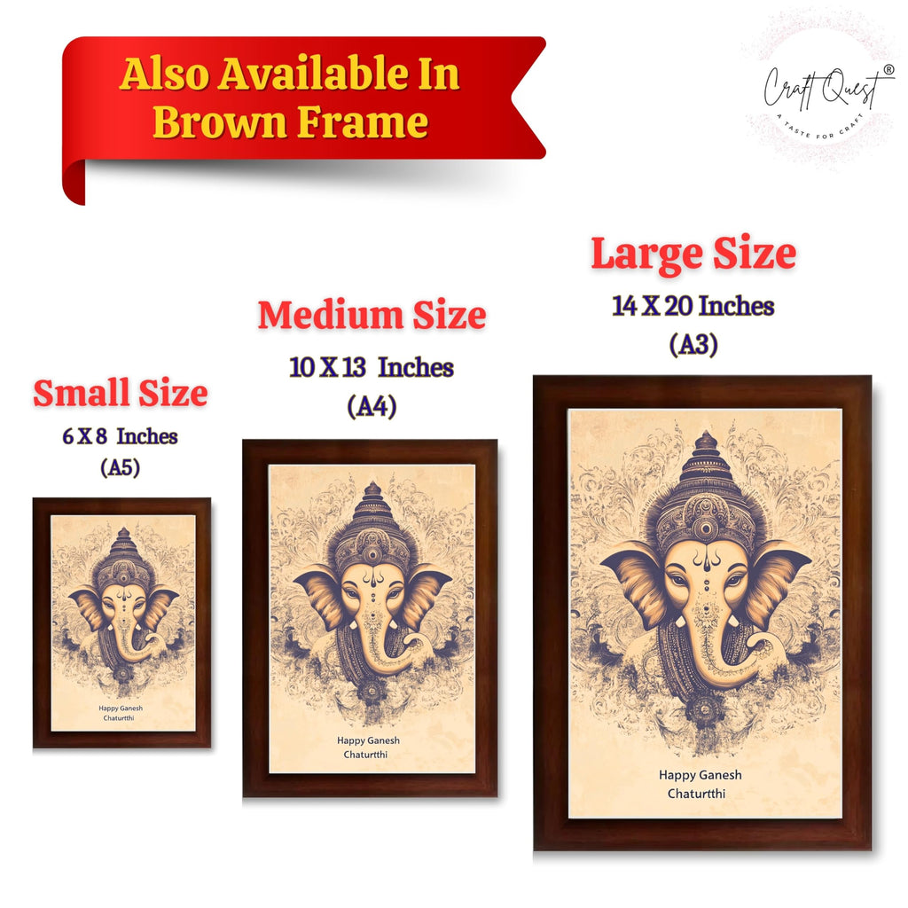 CRAFT QUEST Lord Ganpati Ganesh God Frame for Pooja Room & Wall Decor GA-253